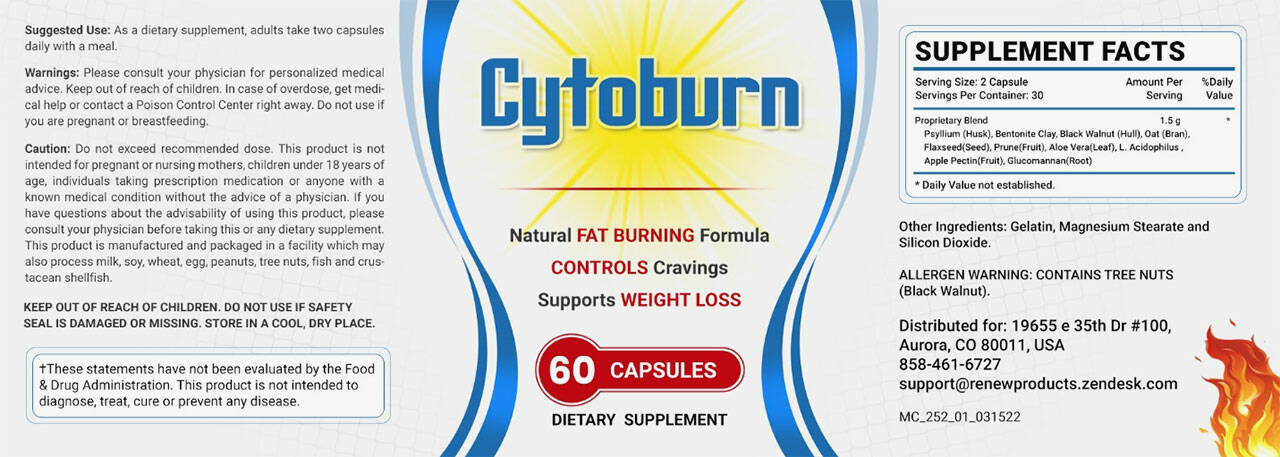 CytoBurn weight loss supplement Facts